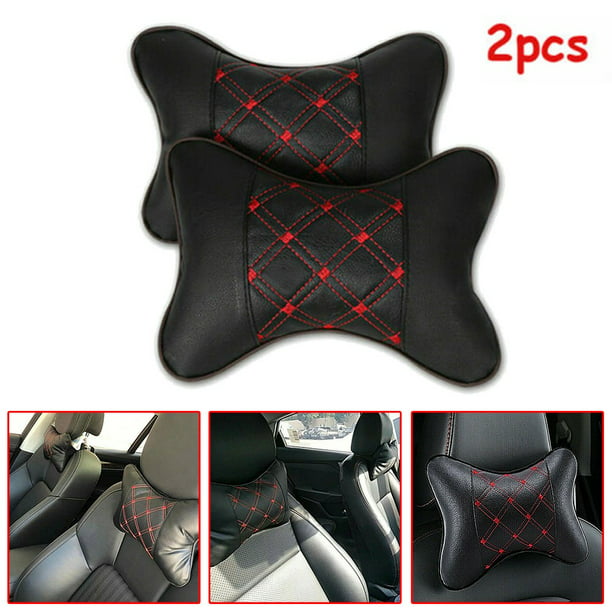 2pc Beige Car Seat Head Neck Headrest Pillows Foam Rest Soft Cushion Pad Travel 